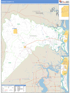 Nassau County, Florida Zip Code Wall Map