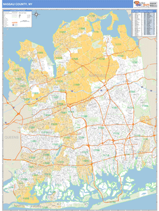 Nassau County, New York Zip Code Wall Map
