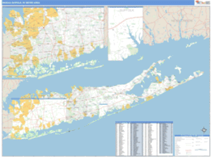 Nassau-Suffolk, New York Metro Area Wall Map