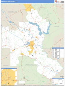 Natchitoches County, Louisiana Zip Code Wall Map