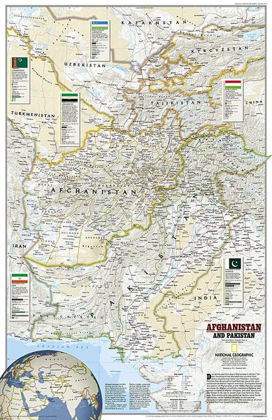 National Geographic Afghanistan and Pakistan Wall Map "2001" Maps.com