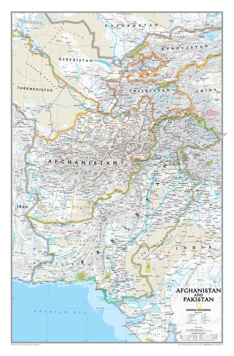 National Geographic Afghanistan and Pakistan Wall Map "2011" Maps.com