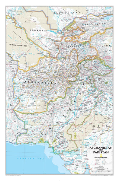 National Geographic Afghanistan and Pakistan Wall Map "2011" Maps.com