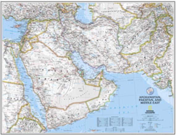 National Geographic Afghanistan, Pakistan and the Middle East Wall Map Eastview