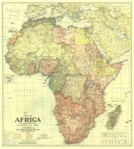 Africa Map 1922 with portions of Europe and Asia