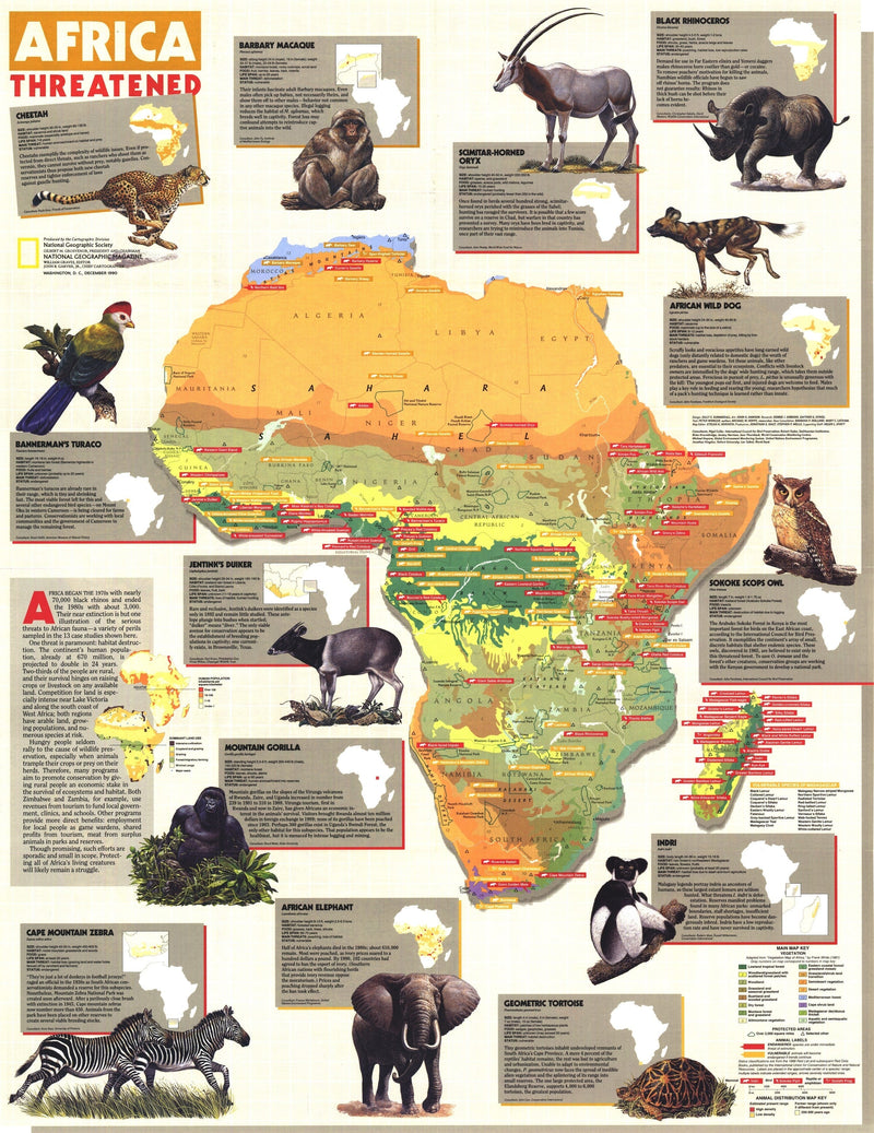 Africa Threatened Map 1990 Maps.com