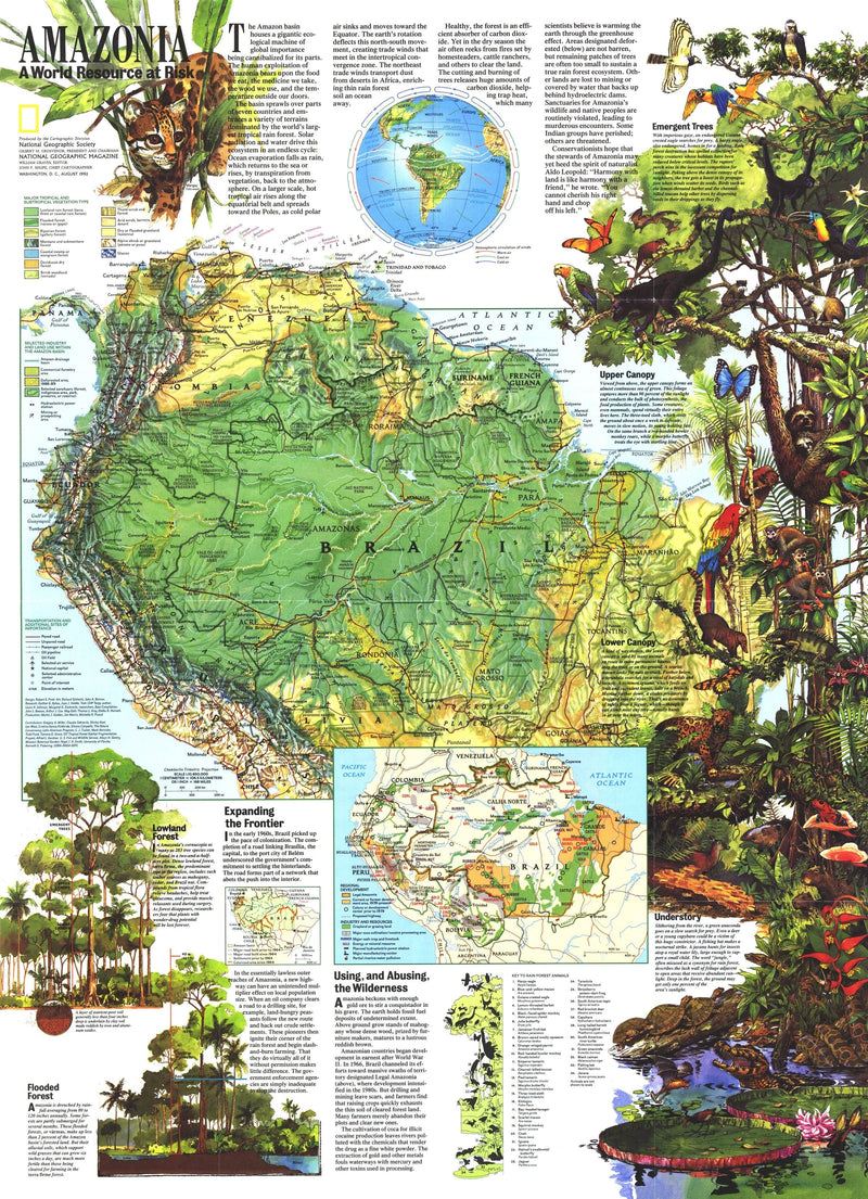 Amazonia, A World Resource At Risk Map 1992 Maps.com