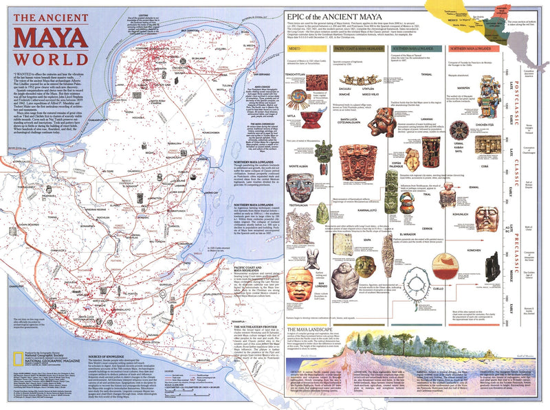 Ancient Maya World Map 1989 Maps.com