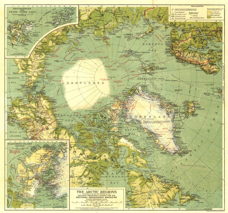 Arctic Regions Map 1925 Maps.com