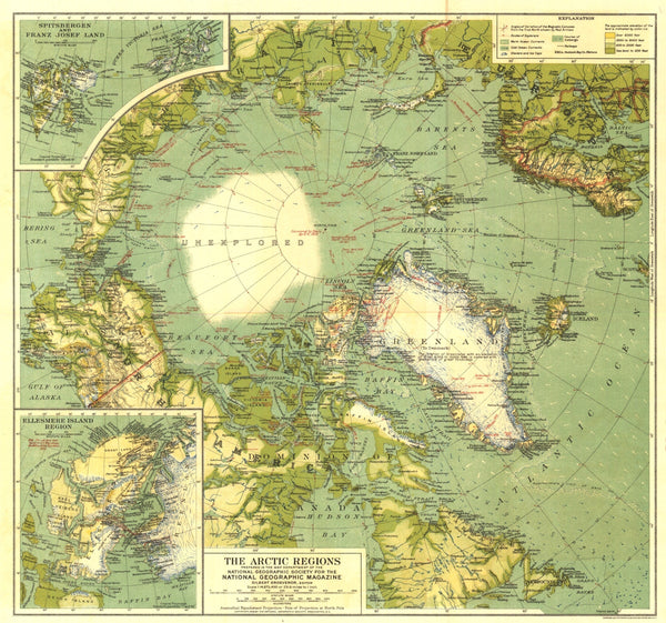 1925 Map National Geographic Arctic Regions Map 1925 | Map Geek.com