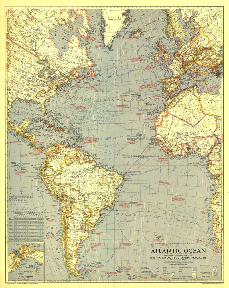 Atlantic Ocean Map 1939 Maps.com