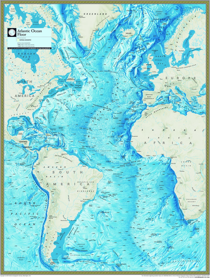 National Geographic Atlantic Ocean Floor Wall Map Maps.com