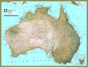 National Geographic Australia Physical Wall Map