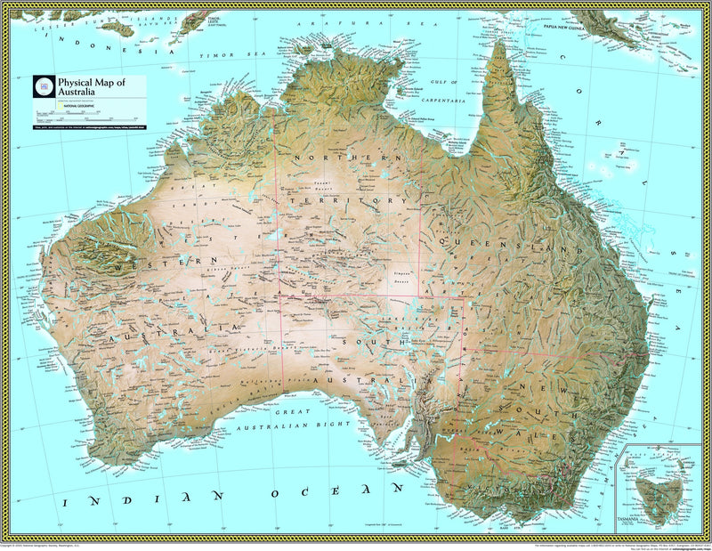 National Geographic Australia Physical Wall Map Maps.com