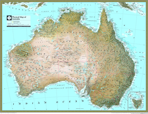 National Geographic Australia Physical Wall Map Maps.com