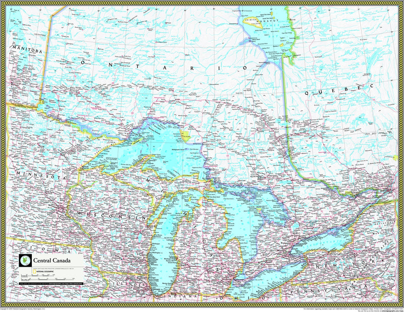 National Geographic Central Canada Wall Map Maps.com