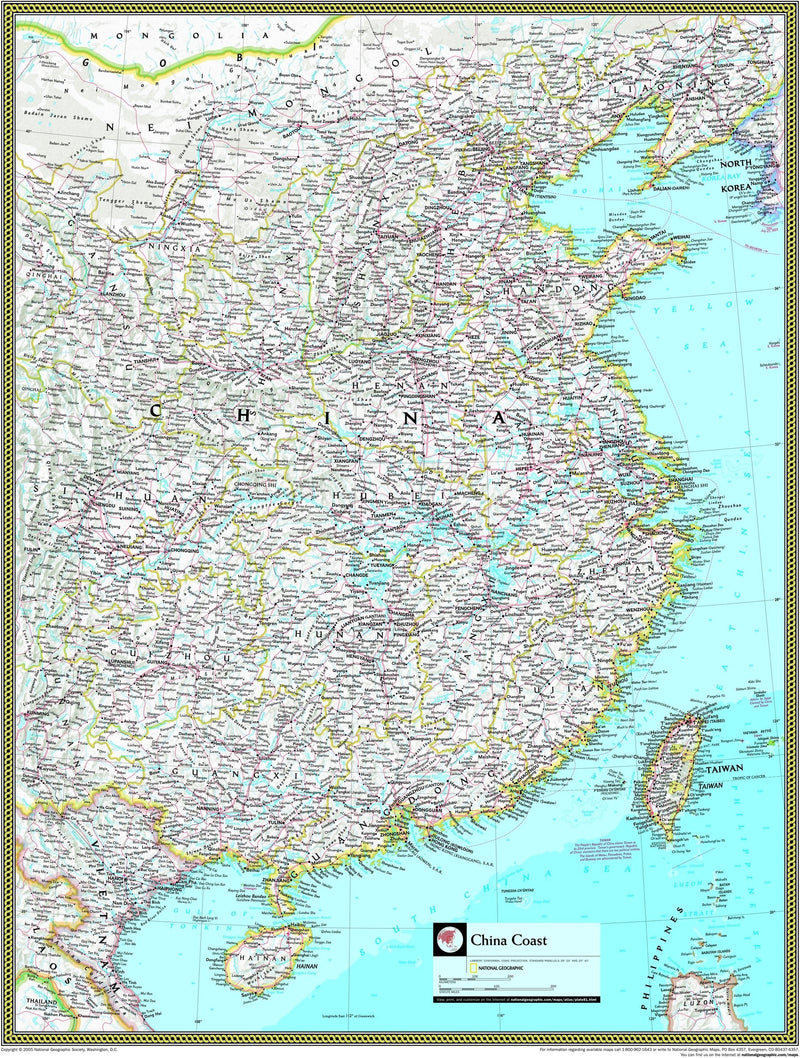 National Geographic Coast of China Wall Map Maps.com