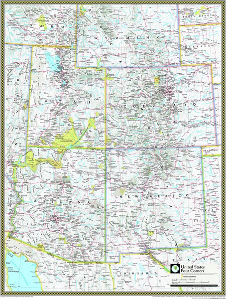 National Geographic Four Corners Wall Map Maps.com