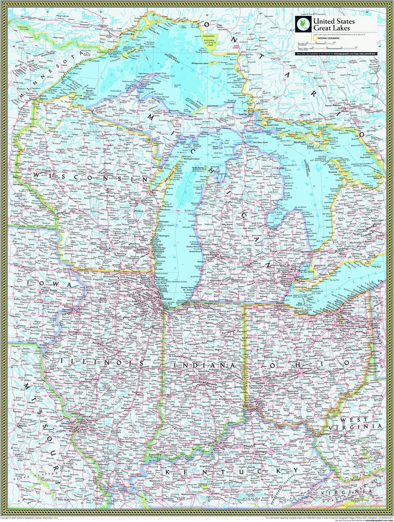 National Geographic Great Lakes Wall Map Maps.com