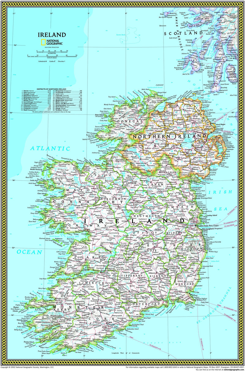 National Geographic Ireland Wall Map Maps.com