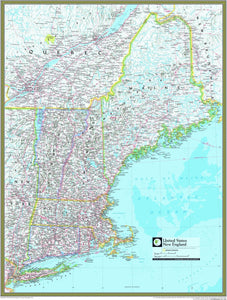 National Geographic New England Wall Map