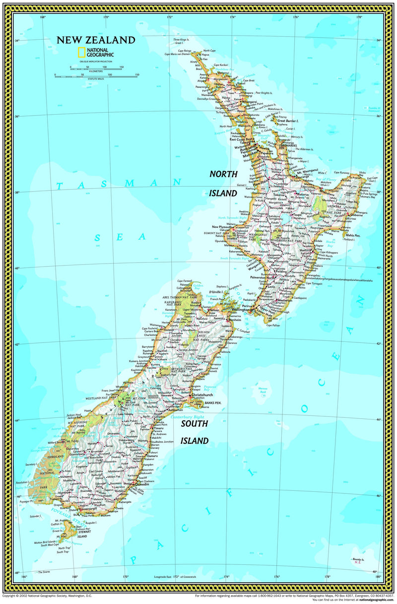 National Geographic New Zealand Wall Map Maps.com