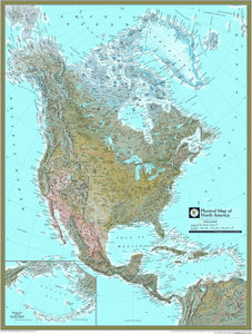 National Geographic North America Physical Wall Map