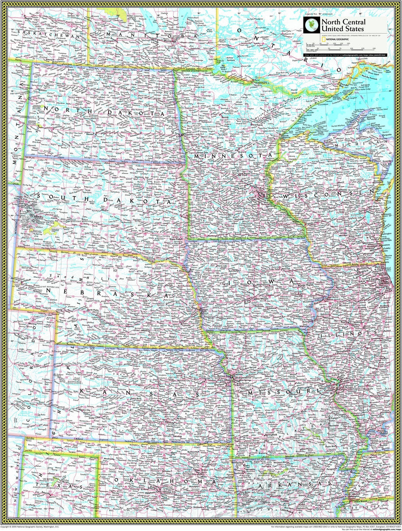 National Geographic North Central US Wall Map Maps.com