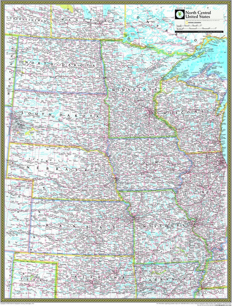National Geographic North Central US Wall Map Maps.com