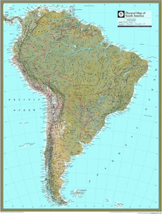 National Geographic South America Physical Wall Map