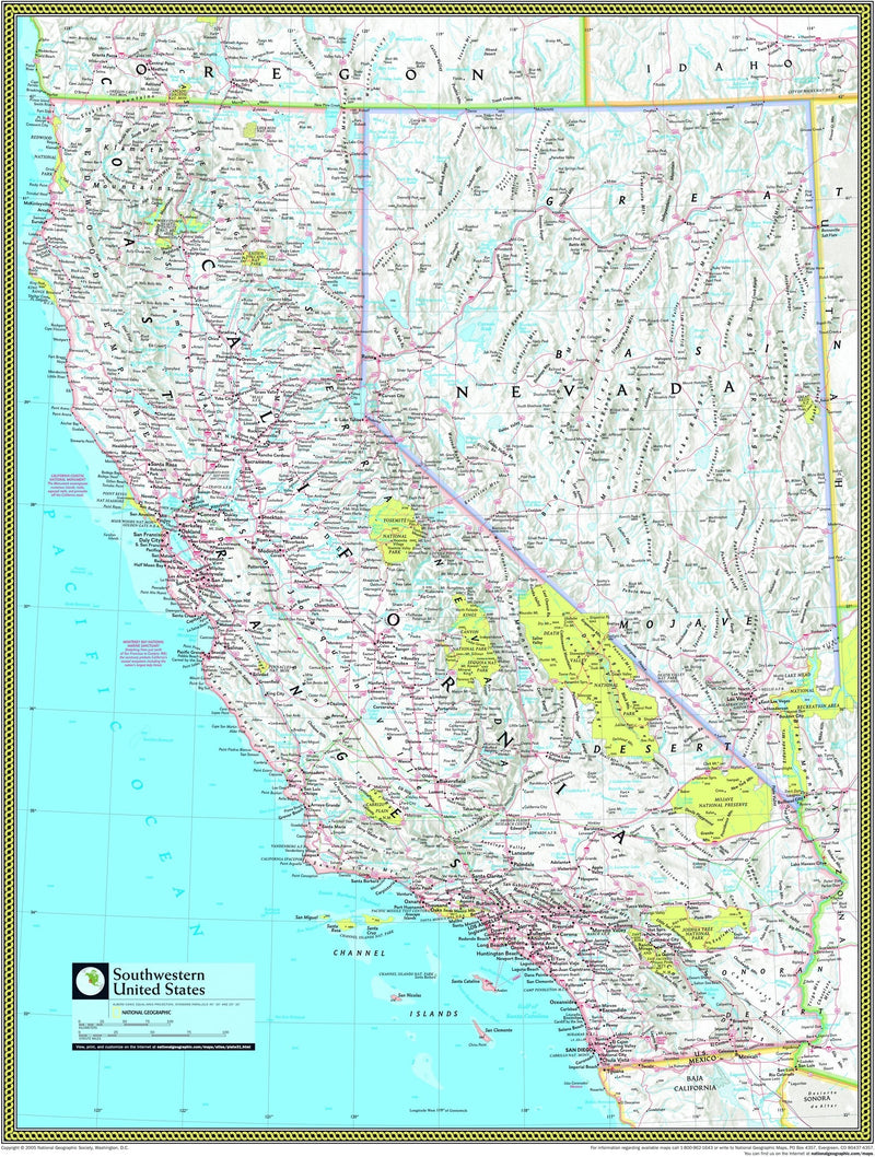 National Geographic Southwestern US Wall Map Maps.com