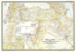 Bible Lands, And The Cradle Of Western Civilization Map 1946