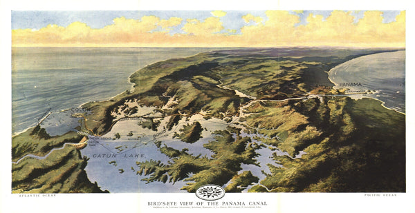 Birds Eye View Of The Panama Canal Map 1912 Maps.com