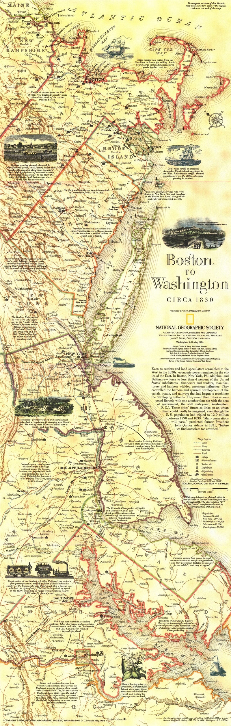 Boston To Washington Circa 1830 Map Maps.com