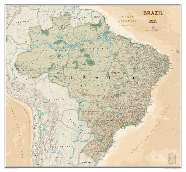 National Geographic Brazil Executive Wall Map Maps.com