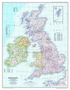 British Isles Map, National Geographic Classic