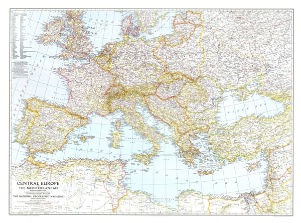 Central Europe And The Mediterranean Map 1939 Maps.com