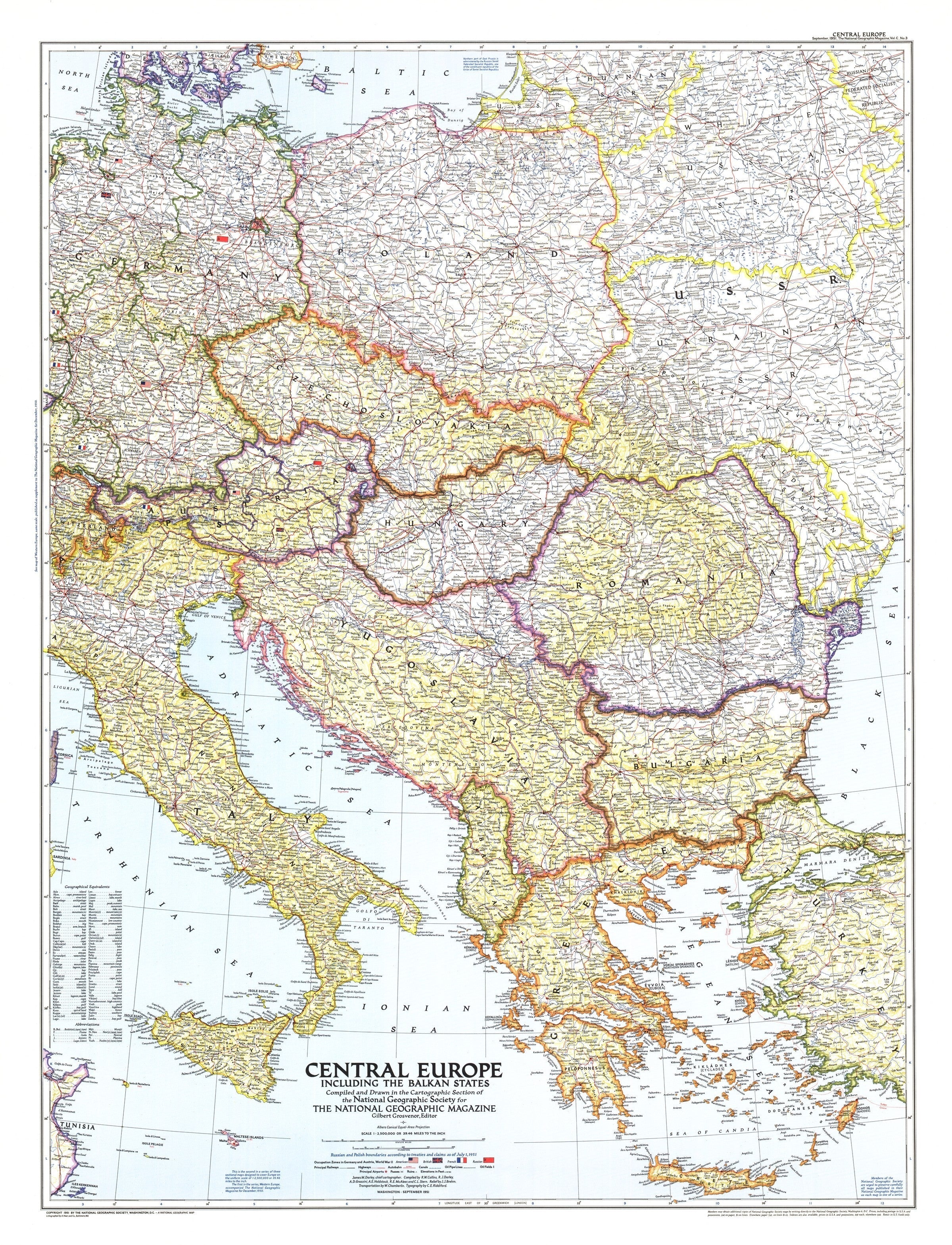 National Geographic Central Europe Map 1951 Map Geek national-geographic-central-europe-map-1951-map-geek
