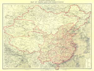 China And Its Territories Map 1912