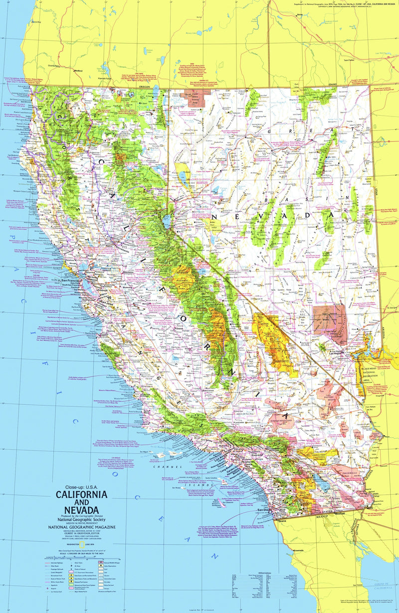 California And Nevada Map 1974 Side 1 Maps.com