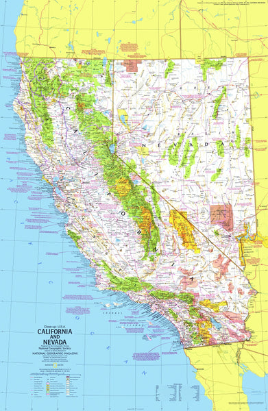 California And Nevada Map 1974 Side 1 Maps.com
