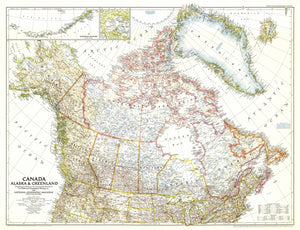 Canada, Alaska And Greenland Map 1947
