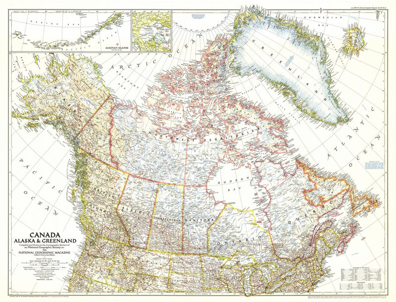 Canada, Alaska And Greenland Map 1947 Maps.com