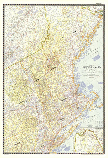 Map of New England with Descriptive Notes 1955 Maps.com