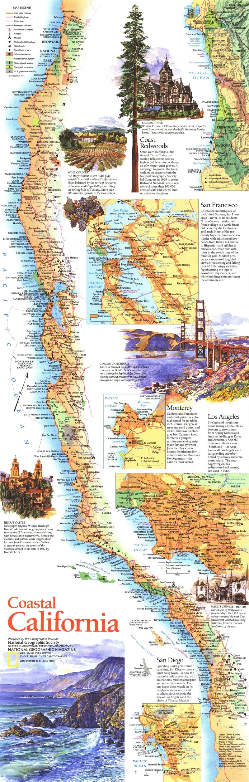 Coastal California Map 1993 Maps.com