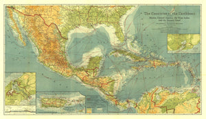 Countries Of The Caribbean Map 1922
