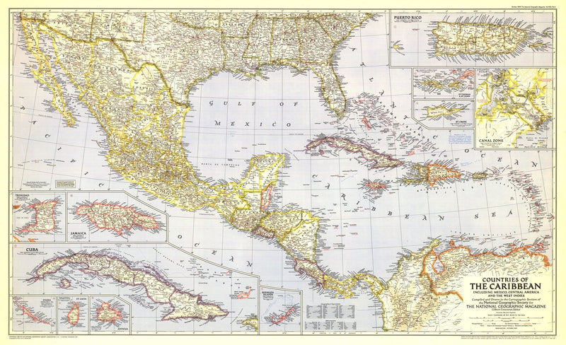 Countries Of The Caribbean Map 1947 Maps.com
