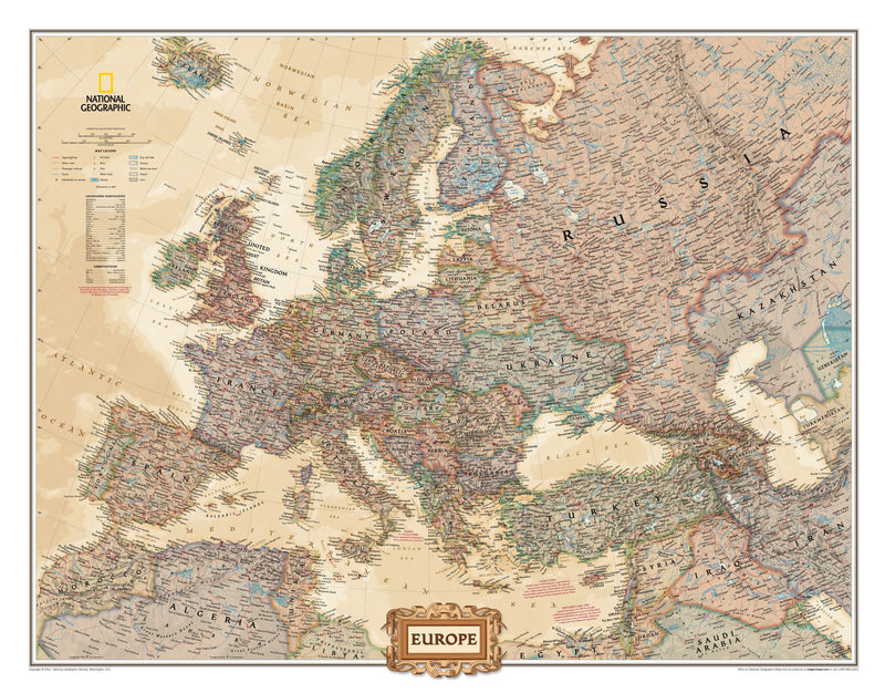 National Geographic Europe Executive Wall Map, 2011 Maps.com
