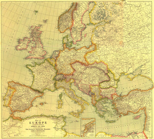 Europe Map 1915 with Africa and Asia