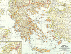 Greece And The Aegean Map 1958